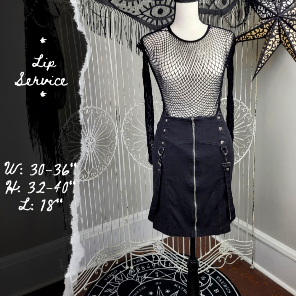 🚫SOLD🚫Lip Service Bondage Pencil Skirt with Zipper Detail and Pyramid Studs